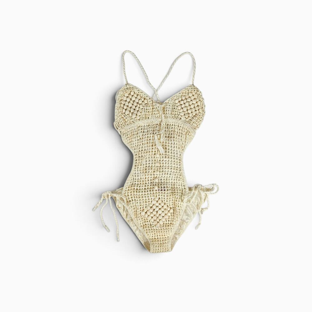 Vintage Y2k Swimsuit Crochet Frederick’s of Hollywood One-Piece Monokini - M